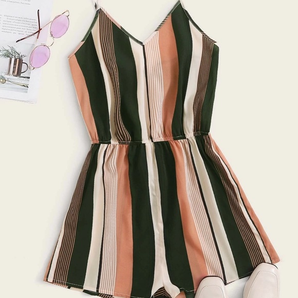Color Block Striped Romper